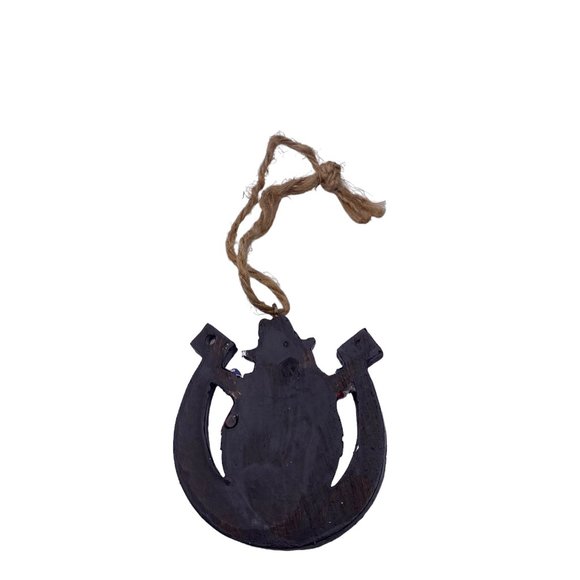 Texas TX Cowboy Ornament Lot (4 ) Horseshoe Santa Boot Heart Flag - Picture 8 of 10